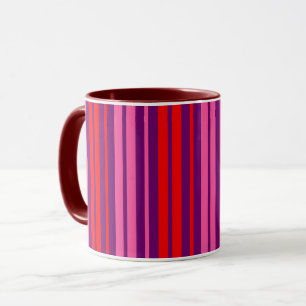 Mug Design à rayures verticales rose violet rouge  