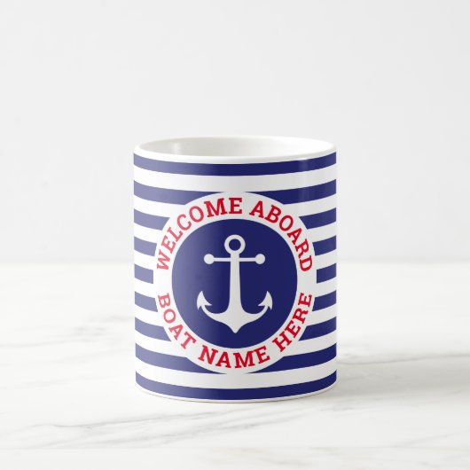 Mug Design Ancre nautique bleu marine avec bande blanc (Centre)