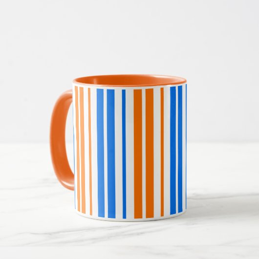 Mug Design bandes verticales orange bleu blanc (Devant gauche)