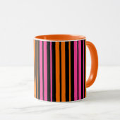 Mug Design bandes verticales orange rose noir   (Devant droit)