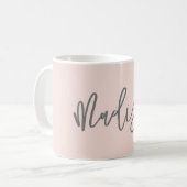 Mug Design Chic Blush rose Personnalisé Script de Nom (Devant gauche)