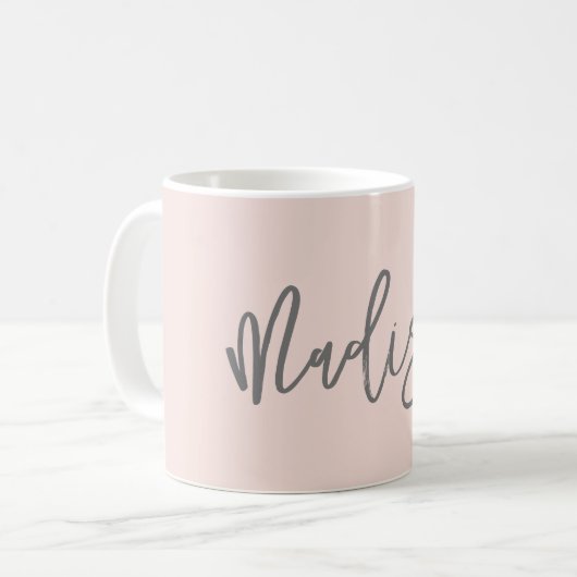 Mug Design Chic Blush rose Personnalisé Script de Nom (Devant gauche)