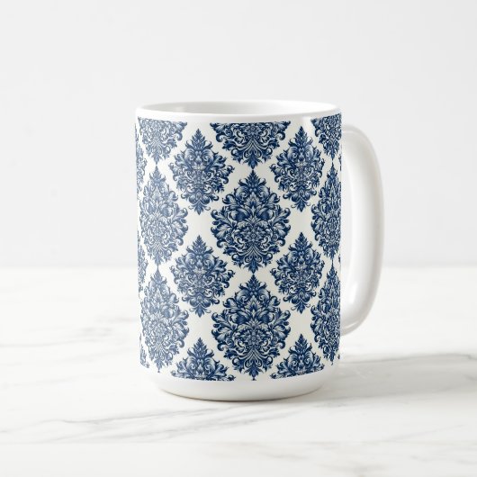 Mug design damassé bleu (Devant droit)