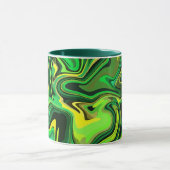 Mug Design d'art Abstrait vert et jaune fluide (Centre)