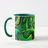 Mug Design d'art Abstrait vert et jaune fluide (Gauche)