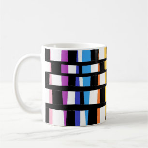 Mug Design d'art carrelé noir bordures coloré chunky