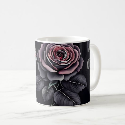 Mug Design d'art floral Rose sombre (Devant droit)
