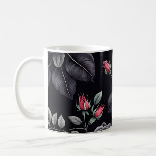 Mug Design d'art floral Rose sombre (Gauche)
