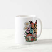 Mug Design d'art papillon de la paix vintage (Devant droit)