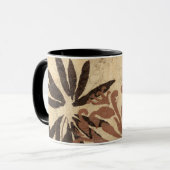 Mug Design de crayon floral avec Feuilles tawny (Devant gauche)