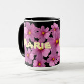 Mug Design de fleurs de cosmos pourpre sur un Arrière (Devant gauche)