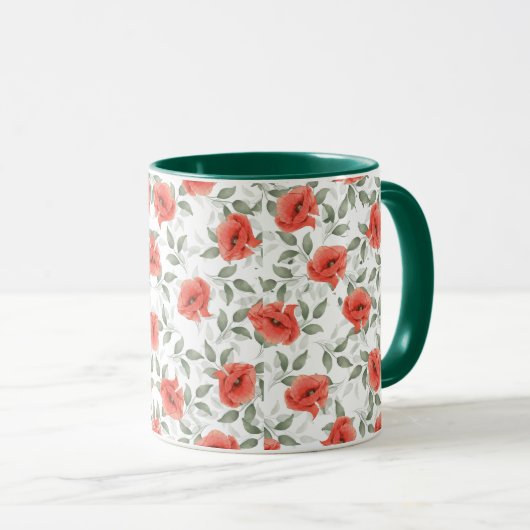 Mug Design de fleurs de pavot rouge (Devant droit)