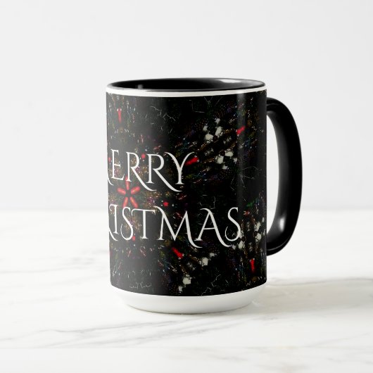 Mug Design de fleurs kaléidoscopiques rouge noir et bl (Devant droit)