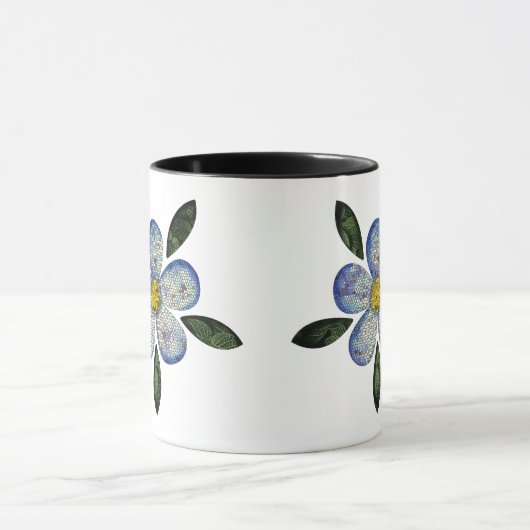 Mug Design de Flor Pixelada com Folhas Esverdeadas (Centre)