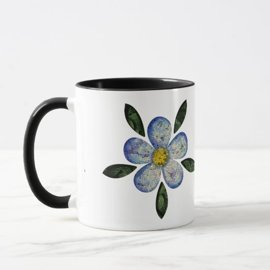 Mug Design de Flor Pixelada com Folhas Esverdeadas (Gauche)