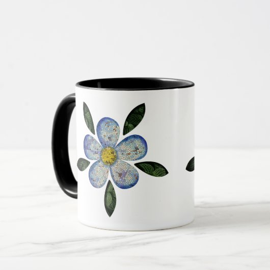 Mug Design de Flor Pixelada com Folhas Esverdeadas (Devant gauche)