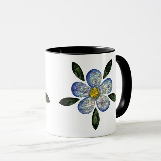 Mug Design de Flor Pixelada com Folhas Esverdeadas (Devant droit)