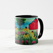Mug Design de la grange à fleurs de printemps peint à  (Devant droit)
