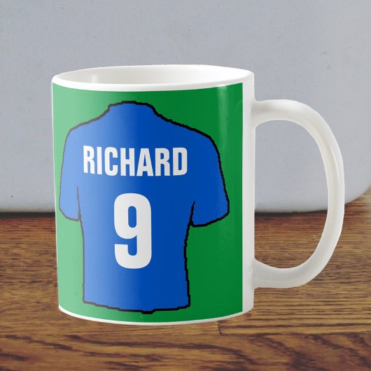 Mug Design de maillot de football en bleu.