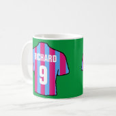 Mug Design de maillot de football en clarette et bleu. (Devant gauche)