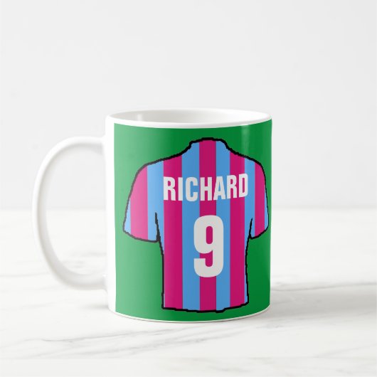 Mug Design de maillot de football en clarette et bleu. (Gauche)