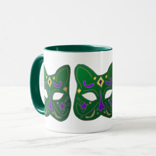 Mug Design de masque vénitien vert (Devant gauche)