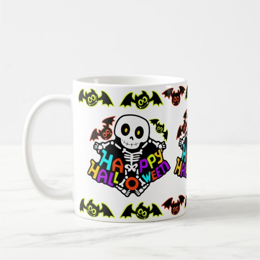 Mug Design de squelette et de chauves-souris pour l'Ha (Gauche)
