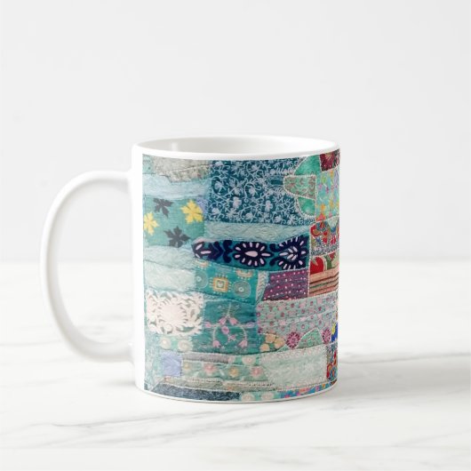 Mug Design de tapisserie Aqua et Blue Quilt (Gauche)