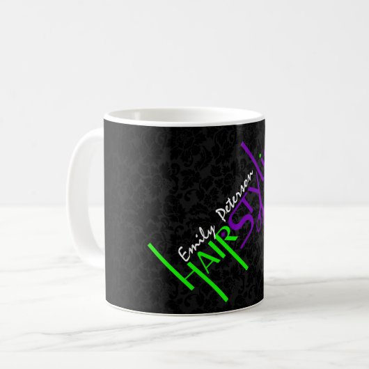 Mug Design De Texte Vert Et Violet Gras (Devant gauche)