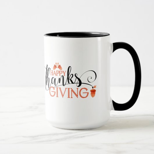 Mug Design de typographie de Bon thanksgiving noir et (Droite)