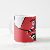 Mug Design de volley-ball rouge, blanc et noir (Devant gauche)