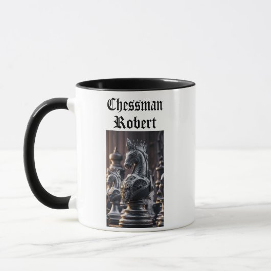 Mug Design d'échecs Steampunk avec nom personnalisé (Gauche)