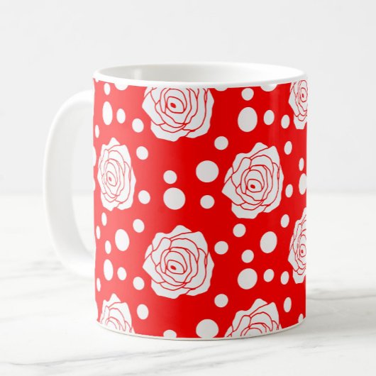 Mug Design d'illustrations florales Pois en rouge blan