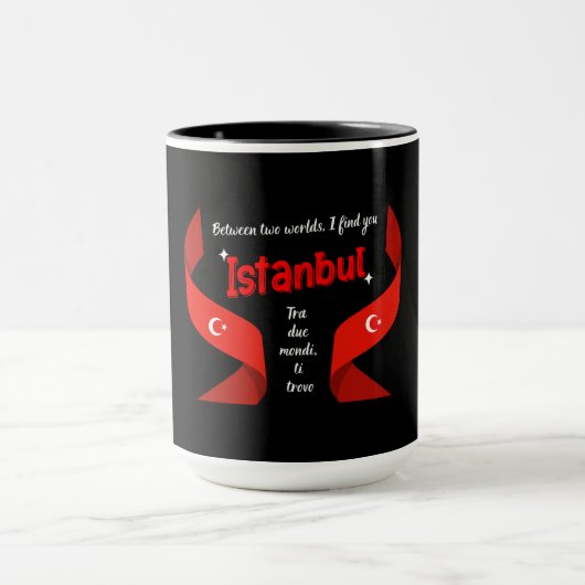 Mug Design d'Istanbul avec une citation d'amour biling (Centre)