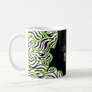 Mug Design élégant Green Sweet 16 Zebra Heart Design N