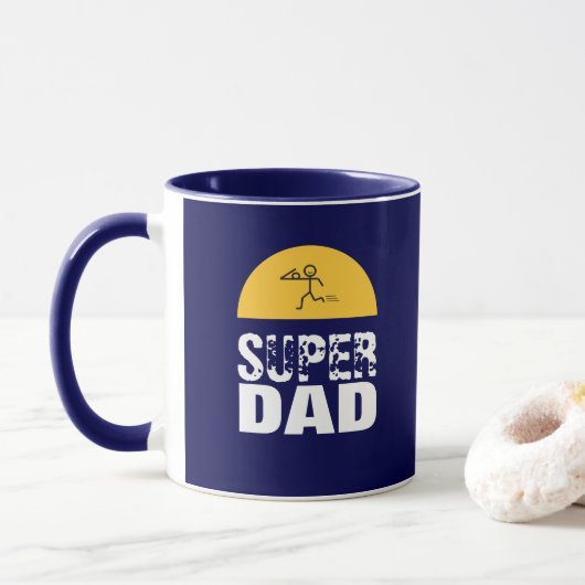 Mug Design élégant "SUPER DAD" Voeux personnalisés (Avec donut)