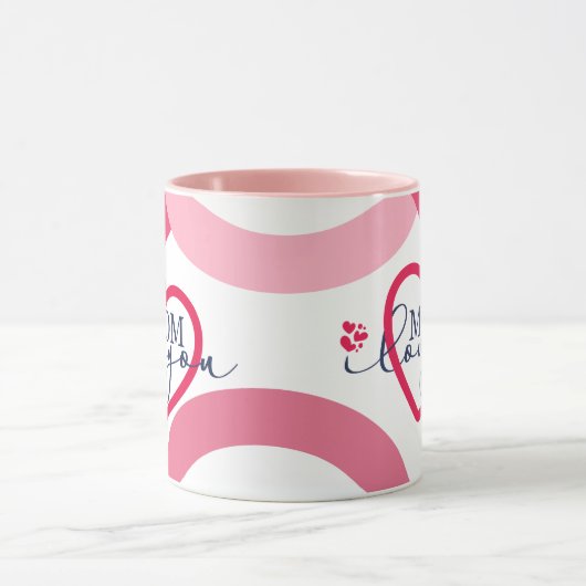 Mug Design élégant Texte Maman Je t'aime Avec Carbone  (Centre)