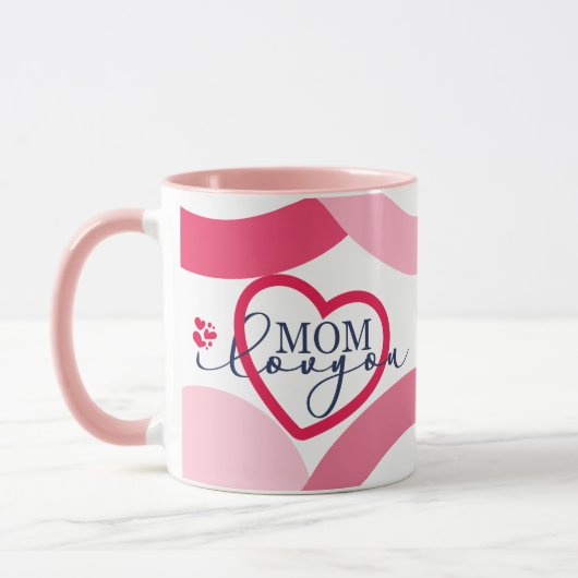 Mug Design élégant Texte Maman Je t'aime Avec Carbone (Gauche)