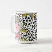 Mug Design Empreinte de léopard et floral élégant (Devant gauche)