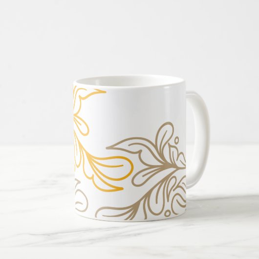 Mug Design en feuille Boho d'or (Devant droit)