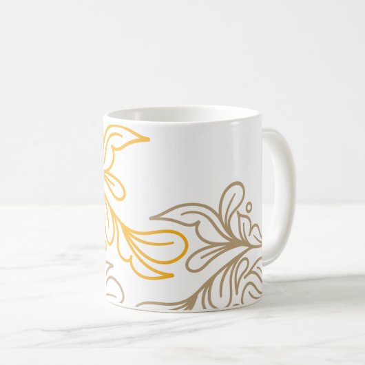 Mug Design en feuille Boho d'or (Devant droit)