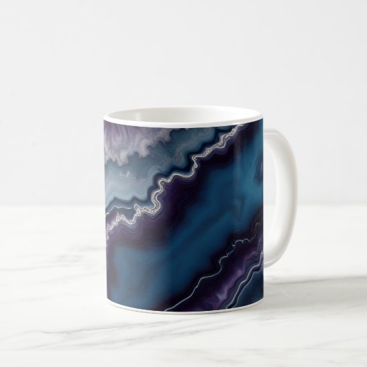 Mug Design en marbre violet bleu blanc (Devant droit)