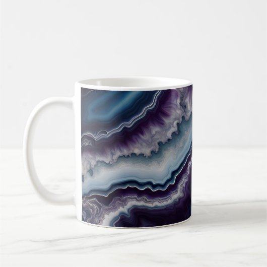Mug Design en marbre violet bleu blanc (Gauche)