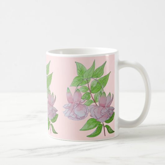 Mug design floral avec de jolies fleurs roses (Droite)