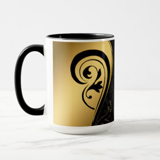 Mug Design floral or et noir (Gauche)