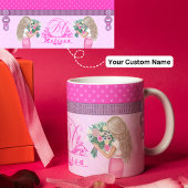 Mug Design floral rose mignon élégant monogrammé