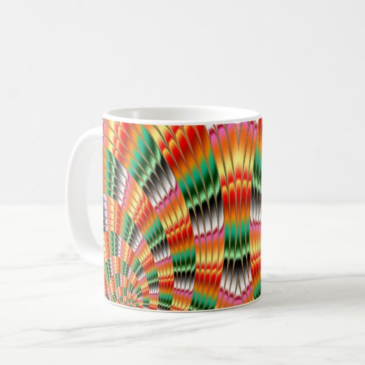 Mug Design fractal dans les tons vert rouge et orange (Devant gauche)