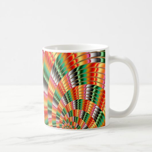 Mug Design fractal dans les tons vert rouge et orange (Droite)