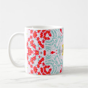 Mug Design géométrique floral rouge et bleu vif