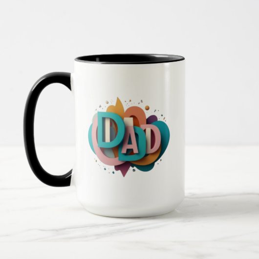 Mug Design graphique 3D coloré "DAD" | Café (Gauche)